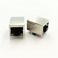 Connecteur femelle RJ45 LITE 1*1 port, transformateur LED, configuration 8p8c, haute performance, noir, conforme RoHS, à souder/presseur