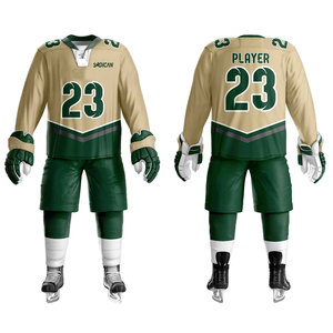 Vente directe d'usine, uniforme de hockey sur glace personnalisable, durable, 100% polyester, tissu respirant à séchage rapide, coupe extensible, parfait pour les joueurs - Product Image 1