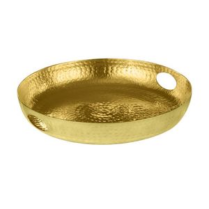 <b>Round</b> Brass Decorative Serving <b>Tray</b> Elegant Metal Display Plate for Coffee <b>Table</b> Dining Room Kitchen Home Hotel Accent - Product Image 1