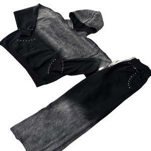 Glory Custom Sun Fade Rhinestone Tracksuit Premium Quality Pullover Hoodie With Drawstring <b>Joggers</b> For Streetwear For Unisex - Product Image 1