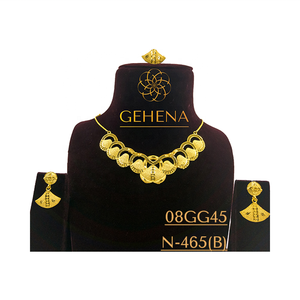 Diseñador elegante de moda 24K chapado en oro 5 gramos Collar corto conjunto pendiente anillo Sexy elegante joyería de moda para fiesta de boda - Product Image 1