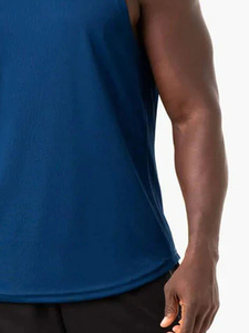 Men's <b>Blue</b> Knitted Tank <b>Top</b> O-Neck Solid Color Quick Dry Sporty Fit Sleeveless Workout <b>Top</b> - Product Image 2