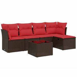 Juego de sofás de patio de ratán sintético marrón de 6 piezas con cojines, elegante colección de muebles para exteriores - Product Image 2
