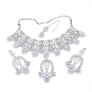 Conjunto de Collar de Cristal de Diseño con Piedra Pota, Cadenas de Estilo Étnico Chapadas en Oro para Boda o Regalo 10575549LPI - Product Image 2