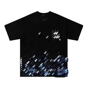 Camiseta de Manga Corta para Hombre, 100% Algodón, Estampado Geométrico, Corte Regular, Cuello Redondo, Estilo Casual - Product Image 4
