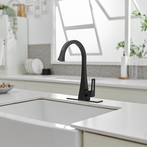 Grifo de Cocina Estándar de una Sola Pieza con Manija Única en Negro Mate - Product Image 3