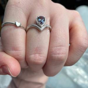 <b>Alexandrite</b> <b>Ring</b> For Her 925 Solid Silver <b>Ring</b>, <b>Alexandrite</b> Gemstone <b>Ring</b>, Wedding Gift For Special Elegant <b>Ring</b>, Pear Cut <b>Ring</b> - Product Image 6