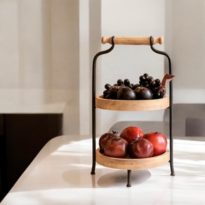 Top Quality Wooden and Metal Cake Stand Elegant Black Finished for Hotel and Wedding Fruits and Cake Serving - Product Image 1