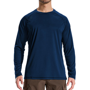 Men's Long Sleeve Rash Guard Navy Solid Color Plus Size Sun Protection Wear Outdoor Fitness Wear Rash Guard For Men's - Product Image 6