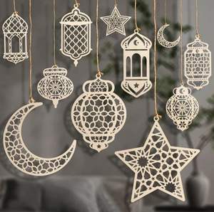 Juego de Decoración Colgante de Madera Islámica, Adornos de Linterna con Forma de Luna y Estrella para Ramadán y Eid, Decoración de Pared para el Hogar, Exhibición Festiva para Fiestas - Product Image 5