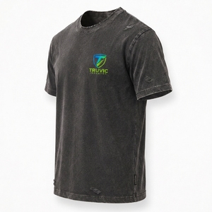 Custom <b>Men</b> Distressed T <b>Shirt</b> Cotton Blend Material Faded Wash Effect Comfortable Loose Fit Short Sleeve Modern Streetwear OEM - Product Image 4