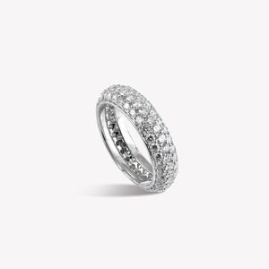 Anillo de Eternidad de Plata 925 con Baño de Rodio para Mujer, Anillo de Boda de Lujo con Diamantes de Corte Brillante Redondo - Product Image 1