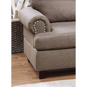 Divano Sezionale Contemporaneo a 3 Posti in Tessuto Mocha Dorris con Chaise Longue Reversibile, Pouf e Cuscini per Soggiorno - Product Image 5
