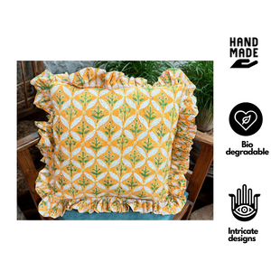 Funda de Cojín Bohemia Hecha a Mano de Algodón, Estampada con Bloques, Ecológica, Duradera y Suave, para Hogar, Hospital, Hotel - Product Image 3