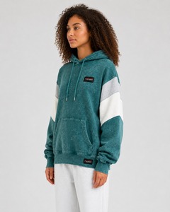 Sweat à capuche pour femme de qualité supérieure, effet délavé, fabriqué en tissu premium, coupe confortable, capuche avec cordon de serrage et poche avant, style décontracté. - Product Image 3