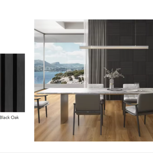 แผ่นอะคูสติกโพลีเอสเตอร์เคลือบวีเนียร์ไม้โอ๊คแบบรักษ์โลก ขนาด 600 มม.*2400 มม. ดีไซน์ทันสมัย ผลิตจาก MDF สำหรับกันเสียงภายในบ้านพักตากอากาศและโรงแรม - Product Image 1