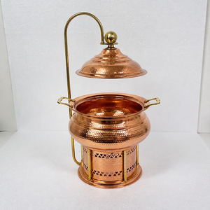 Hammered Copper Soup Chafer Chafing Dish Food Warmer with Hanging Lid <b>Buffet</b> <b>Server</b> Hotel Catering OEM ODM Manufacturer - Product Image 2