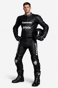 Combinaison de course MotoCP en cuir de kangourou/vache véritable Rawasaki Ninja unisexe, équipement de protection complet pour la piste, sur mesure - Product Image 1