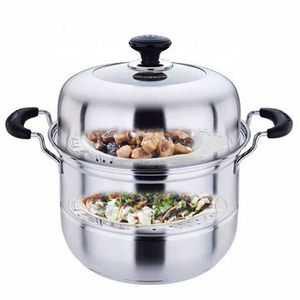 Olla vaporera de gran capacidad con cuerpo de acero inoxidable, diseño de varios niveles, tapa de ajuste hermético y asas laterales cómodas - Product Image 4