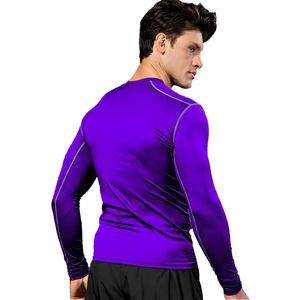 Camiseta Deportiva para Hombre, Negra, Manga Larga, Cuello Redondo, Compresión, Transpirable, Ecológica, Secado Rápido, Color Sólido, Ajuste Ceñido, para Todas las Temporadas - Product Image 3