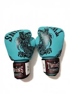 ถุงมือชกมวยคู่สีน้ำเงินคุณภาพพรีเมียมสั่งทำพิเศษ ขายดี หนังแท้ แบบผูกเชือก สำหรับฝึกซ้อมและต่อสู้ MMA มวยไทย - Product Image 4