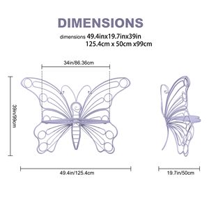 Panca a forma di farfalla in ferro viola da 50 pollici per esterni, robusta panca da patio per veranda, prato, giardino e cortile - Product Image 5