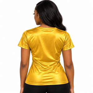 Camiseta de Cuello en V para Mujer, con Estampado de Letras de Hermandad, Manga Corta, Cómoda, Informal, para Ocasiones Sociales - Product Image 2