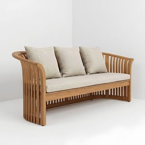 Canapé d'extérieur incurvé en teck massif sur mesure avec lattes pour projets hôteliers de villas de luxe, mobilier contractuel Jepara SVLK - Product Image 2