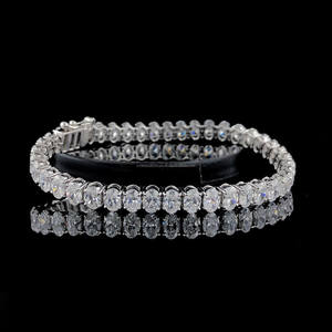 Pulsera de tenis con diamantes de moissanita de corte ovalado, plata de ley 925, chapada en rodio, estilo hip hop, unisex, regalos de aniversario - Product Image 2