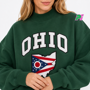 Sudadera OHIO para Mujer, Cuello Alto, Color Marrón, 100% Algodón, Estilo Urbano, Ecológica, Talla Grande, con Aplicaciones Personalizadas - Product Image 6