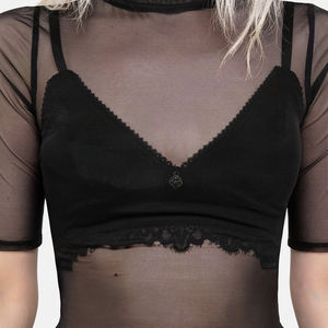 Top Deportivo Corto de Malla Sexy con Logotipo Personalizado, de Secado Rápido, para Mujer, Camiseta Deportiva de Manga Corta para Fitness - Product Image 4