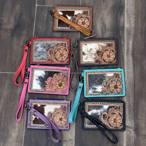 Monedero Mini de Cuero Genuino con Diseño Floral y Cierre de Cremallera, para Tarjetas de Crédito, Uso Diario - Product Image 4