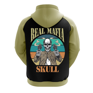 Sweat-shirt à capuche raglan pour homme, olive et noir, avec poche avant, coupe classique, en molleton French Terry, pour l'automne - Product Image 2