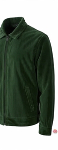Chaqueta de pana verde para hombre con cuello vuelto, cierre de cremallera y bolsillos - Product Image 3