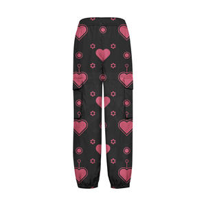 Pantalon cargo décontracté pour femme OEM, 100 % coton, taille haute, élastique, respirant et infroissable, design multi-poches, coupe ample - Product Image 3