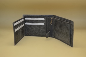 Cartera de Cuero Genuino con Cierre, Tarjetero de Cuero Vacuno, Cartera de Cuero de Gran Capacidad - Product Image 3