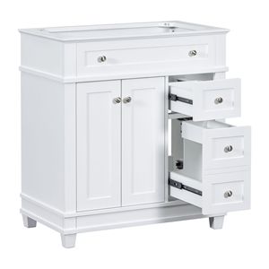 Mobile bagno autoportante da 30 pollici senza lavabo, 2 cassetti a chiusura ammortizzata, struttura in legno massello, mobili bagno gratuiti - Product Image 1