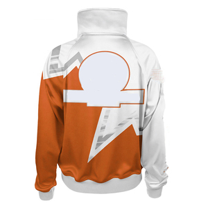 Women's Orange <b>White</b> Color Blocking Geometric Print Hooded Zip-Up Fleece Knitted <b>2</b> <b>Piece</b> Long <b>Set</b> Sporty Activewear Top Regular - Product Image 2