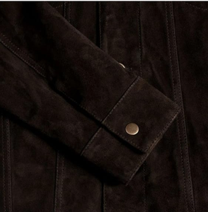 Men <b>Suede</b> Shirt <b>Jacket</b> Solid Color Turn-down Collar Button Closure Casual Autumn Regular Fit Outerwear Fashion Leather <b>jacket</b> - Product Image 6