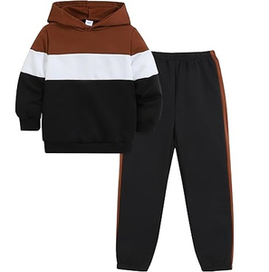 Conjunto Deportivo de 2 Piezas para Niños, Color Amarillo, Felpa Francesa, Talla Grande, Sudadera con Capucha y Pantalones para Niños - Product Image 1