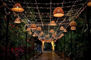 Large Rattan Decorative Lantern Wedding Reception Decor <b>Wicker</b> Pendant <b>Light</b> <b>Shade</b> Deep Dome Design Event Ceiling Lamp - Product Image 4
