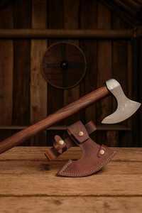 Hache de fendeur à lame barbelée en acier forgé avec manche en bois, outil de fällage d'arbres - Product Image 2