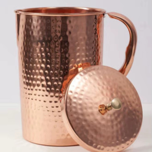 Copper jug set for harmony themed kitchen styling <b>water</b> serving metal set with <b>glasses</b> durable reusable kitchen dining drinkware - Product Image 1