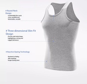 China Factory Price OEM Customized Logo Silk Screen Printed Eco-Friendly Pure Cotton Breathable <b>Men's</b> Casual <b>Tank</b> <b>Tops</b> - Product Image 5