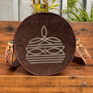 Trendy OEM Luxury Suede Leather Round Shoulder & Crossbody Bag Custom Genuine Leather Purse Trendy & Stylish Handbag for Women - Product Image 3