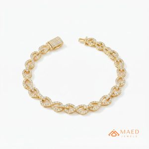 Gold <b>Infinity</b> Link <b>Bracelet</b> Moissanite Luxury Chain Pulsera Para Mujer Hombre Fine Chain Link Jewelry Style - Product Image 1