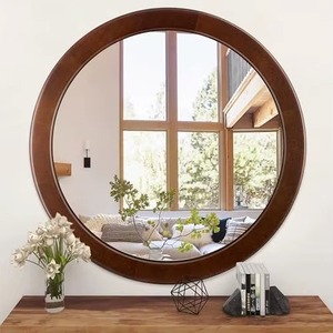 <b>Round</b> Rustic <b>Wall</b> <b>Mirror</b> with Walnut Frame Handmade Wedding Decor for Bathroom Bedroom Living Room Entryway REHMAN CRAFT - Product Image 4
