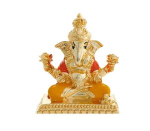 Colorido Ídolo de Ganesh de Acero Inoxidable de 13 Pulgadas, Arte Tradicional Tallado a Mano, Decoración para Sala de Estar, Diwali, Bodas, Festivales - Product Image 1