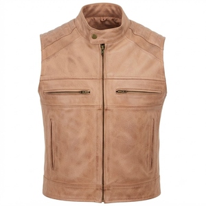 Gilet d'hiver pour homme en cuir d'agneau véritable, style décontracté, imperméable, fermeture éclair, sur mesure, vente en gros - Product Image 5