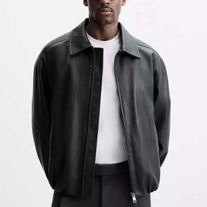 Veste en cuir PU NESTA SPORTS, vente en gros d'usine, design personnalisé, veste en PU surdimensionnée à fermeture éclair pour homme - Product Image 3